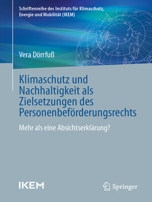 cover image of Klimaschutz und Nachhaltigkeit als Zielsetzungen des Personenbeförderungsrechts